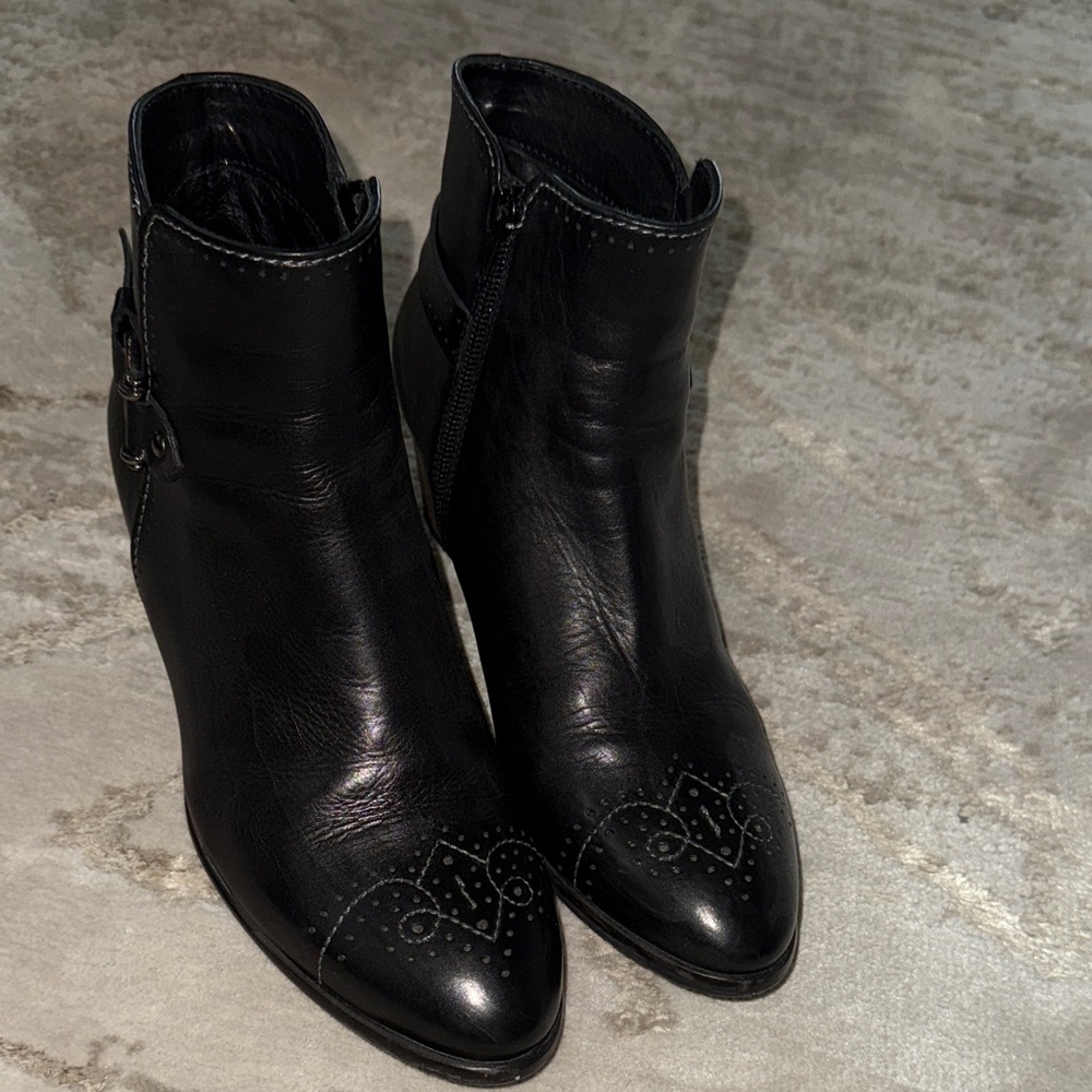 Rinaldi Black Leather Ankle Boots made in Italy